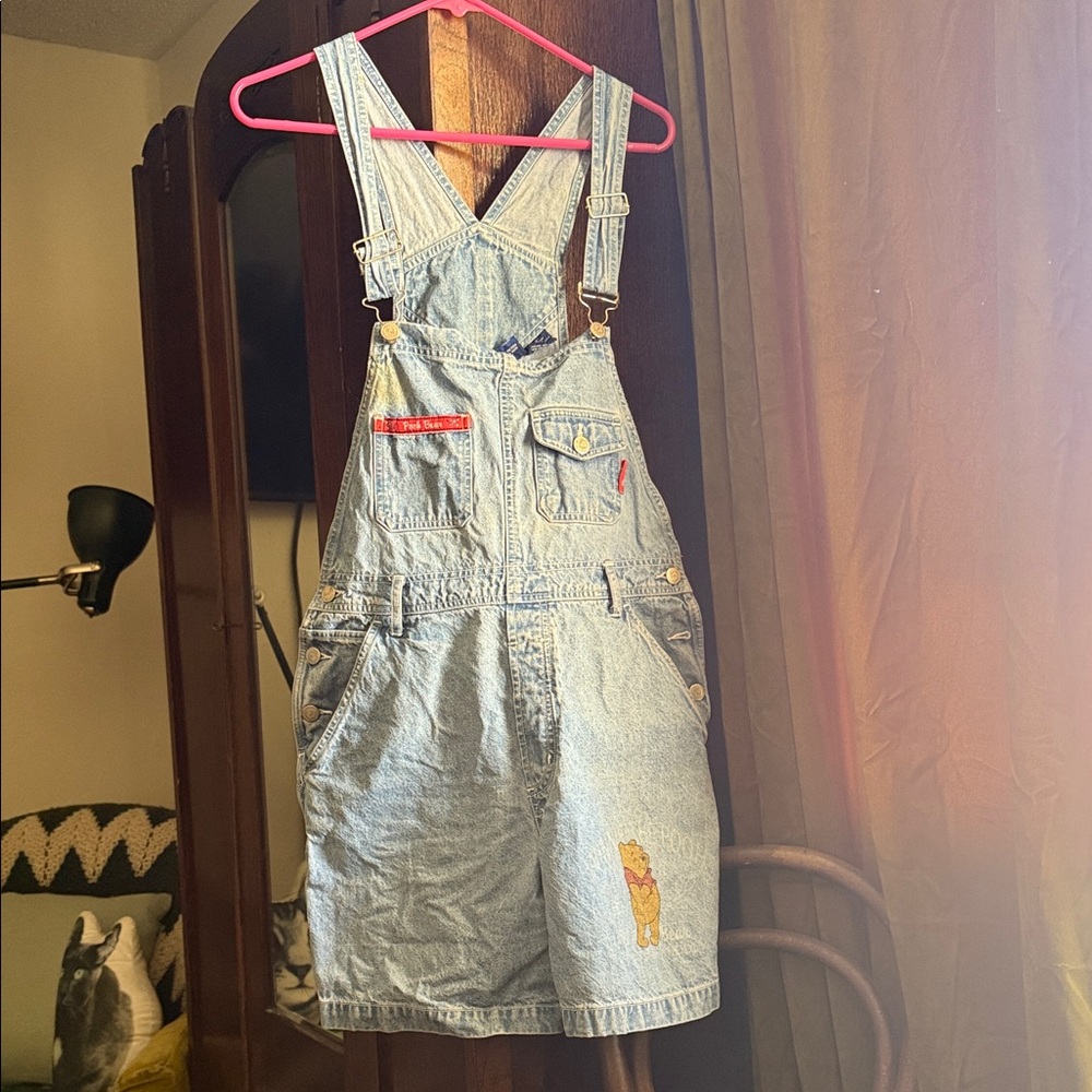 Pooh Light Blue Denim Overalls
